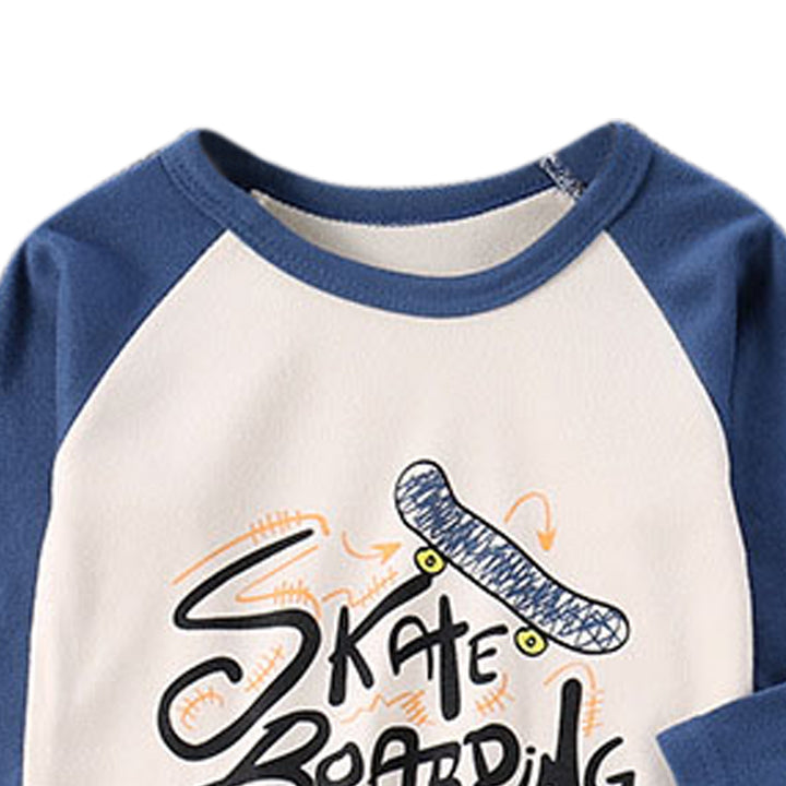 Boys Blue & White Colourblocked Night suit