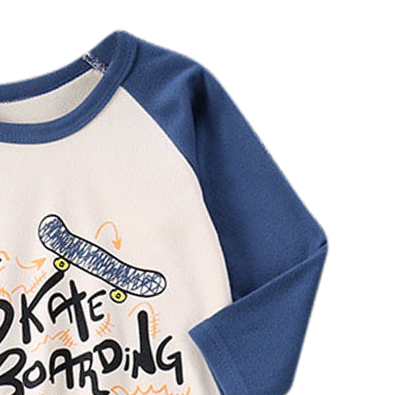 Boys Blue & White Colourblocked Night suit