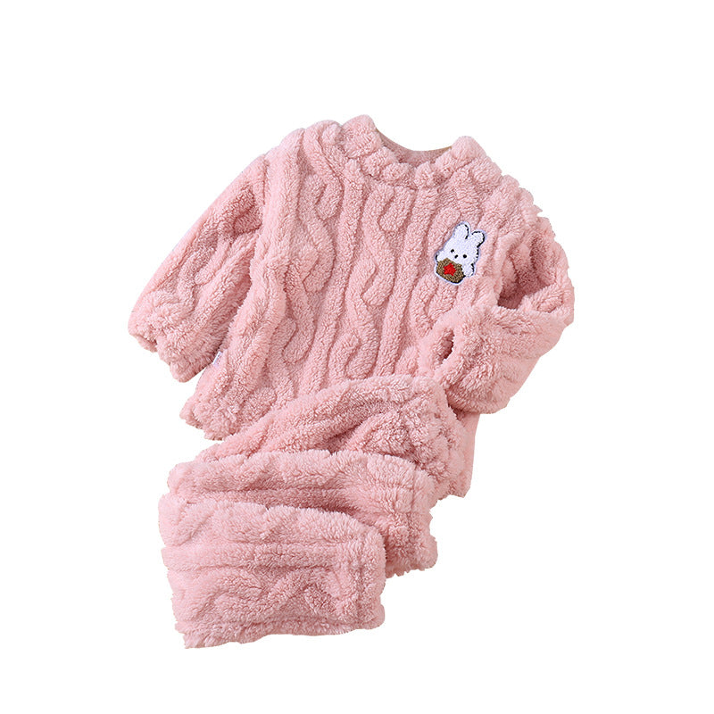 Girls Pink Self Design T-shirt with Trousers