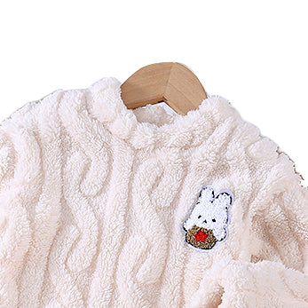 Girls Beige Self Design T-shirt with Trousers