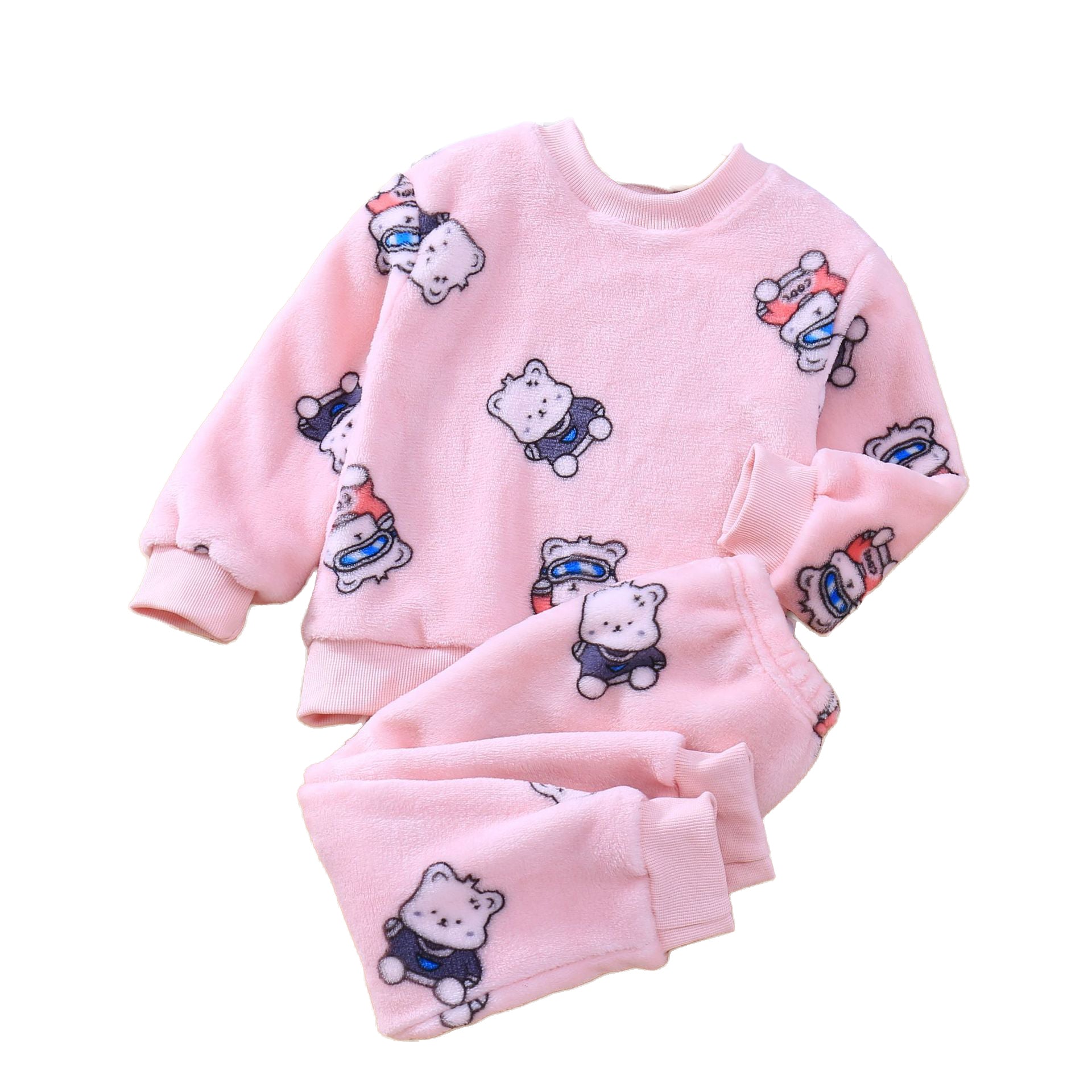 Girls Pink Conversational Printed Night suit