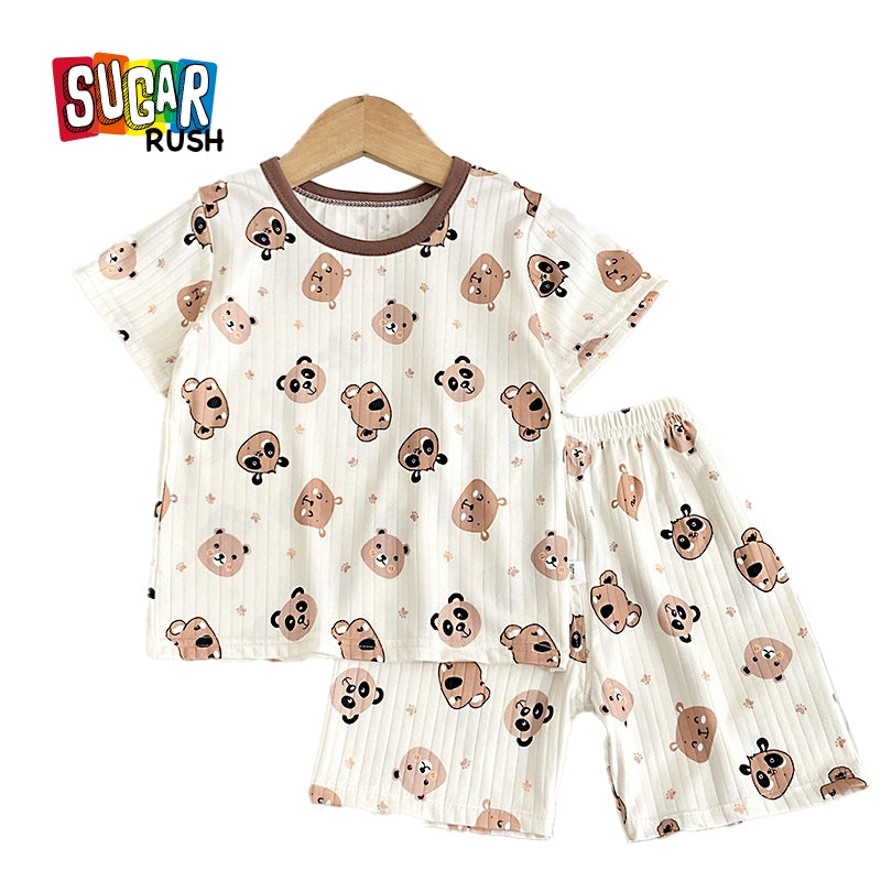 Boys Printed Short Sleeves Round Neck Top with Shorts