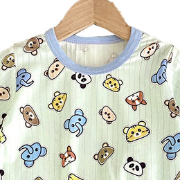 Boys Green & Blue Printed Top with Shorts