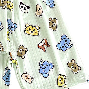 Boys Green & Blue Printed Top with Shorts