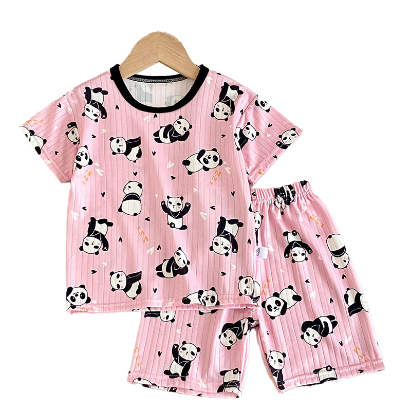 Girls Printed Round Neck Short Sleeves T-shirt With Shorts