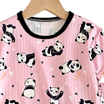 Girls Printed Round Neck Short Sleeves T-shirt With Shorts
