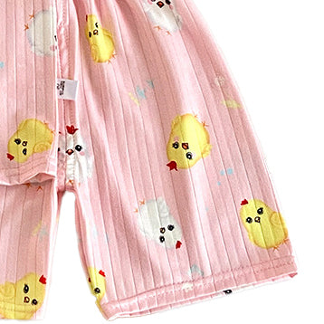 Girls Pink & Cream Printed T-shirt with Shorts