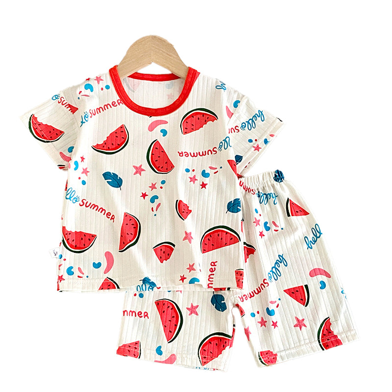 Girls Printed Short Sleeves Round Neck Top with Shorts