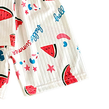 Girls Printed Short Sleeves Round Neck Top with Shorts