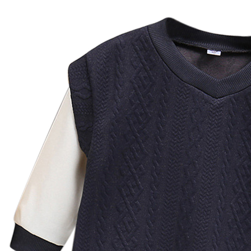 Boys Black V-Neck Regular Sweatshirt