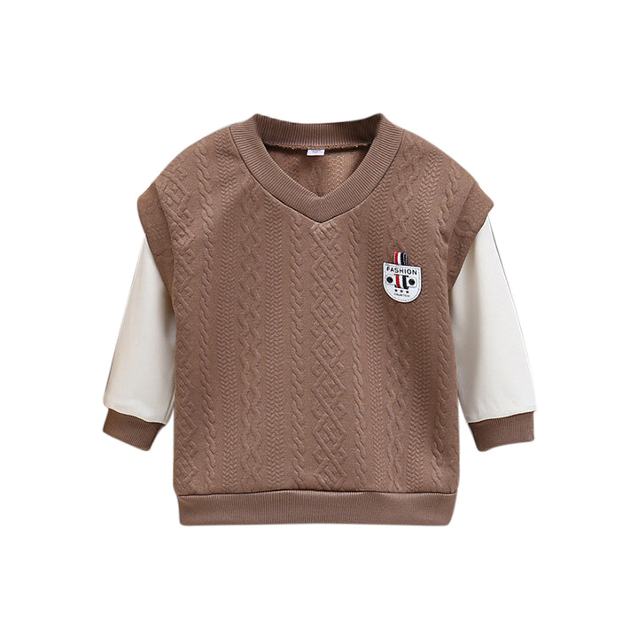 Boys Brown Colourblocked Sweatshirt