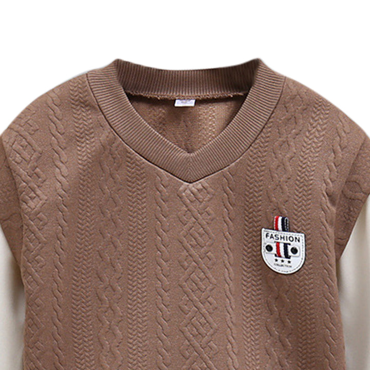 Boys Brown Colourblocked Sweatshirt