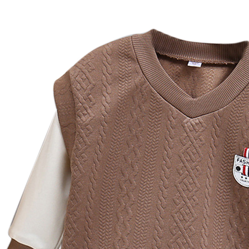 Boys Brown Colourblocked Sweatshirt