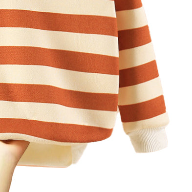 Boys Orange & Cream Striped Cotton Pullover Sweaters