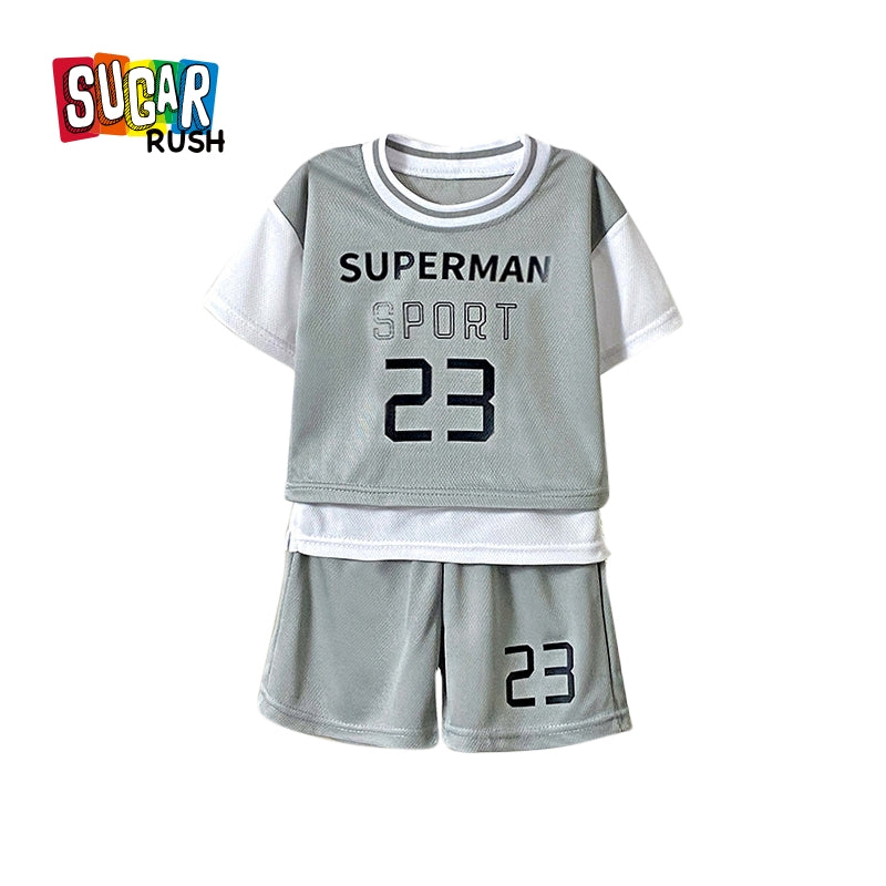 Boys Printed Round Neck T-Shirt With Shorts
