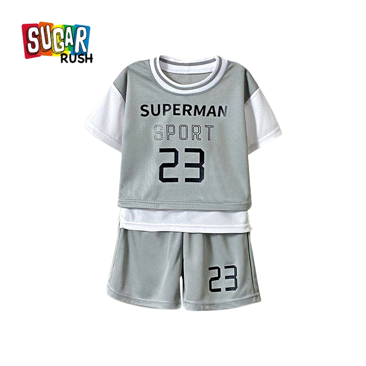 Boys Printed Round Neck T-Shirt With Shorts