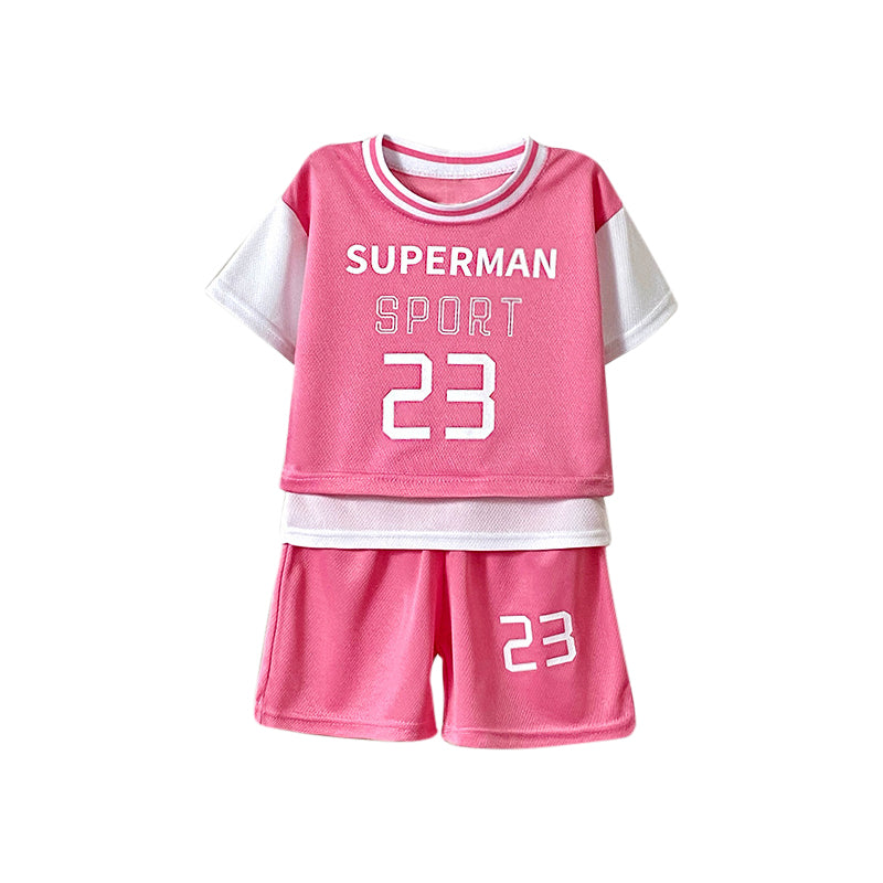 Girls Printed Round Neck T-Shirt With Shorts