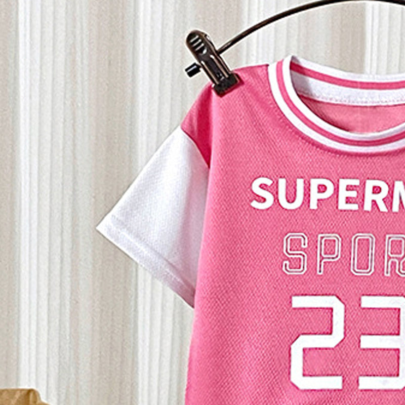 Girls Printed Round Neck T-Shirt With Shorts