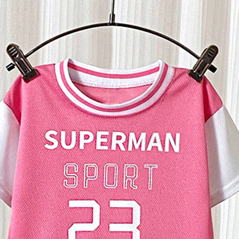 Girls Printed Round Neck T-Shirt With Shorts