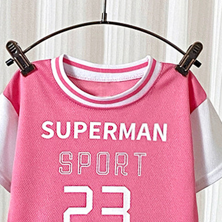 Girls Printed Round Neck T-Shirt With Shorts