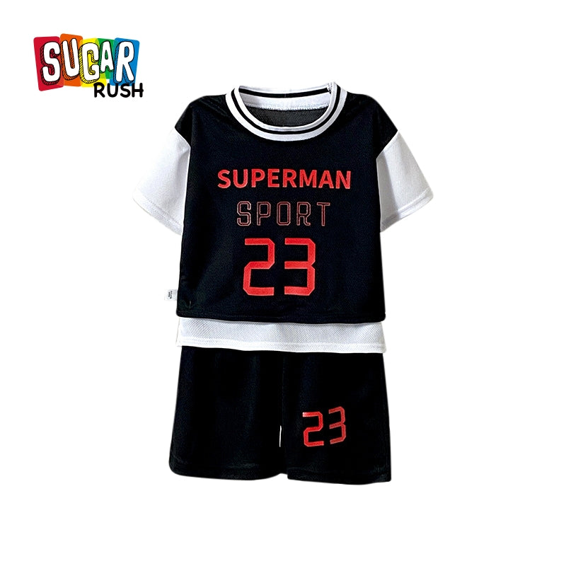 Boys Printed Round Neck T-Shirt With Shorts