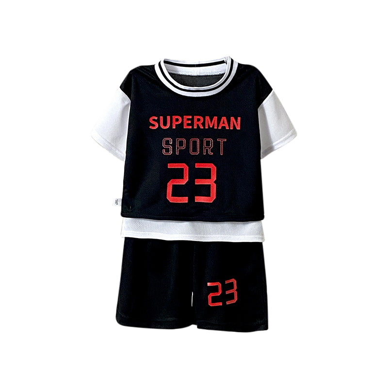 Boys Printed Round Neck T-Shirt With Shorts