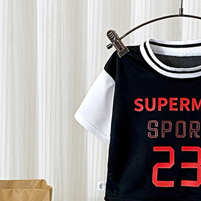 Boys Printed Round Neck T-Shirt With Shorts
