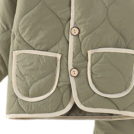 Boys Green V-Neck Long Sleeves Coat With Joggers