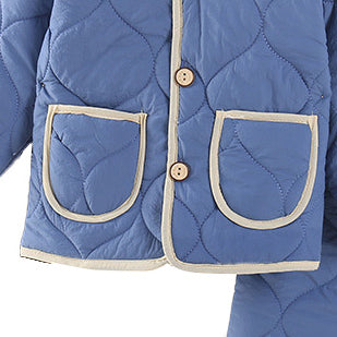 Boys Blue V-Neck Long Sleeves Coat With Joggers