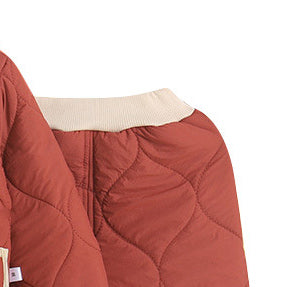 Girls Orange Self Design V-Neck Coat with Joggers