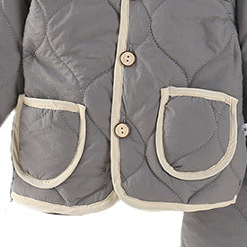 Boys Grey Self Design Coat with Joggers