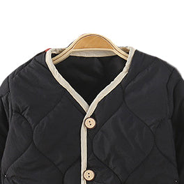 Boys Black V-Neck Long Sleeves Coat With Joggers