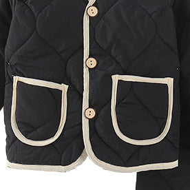 Boys Black V-Neck Long Sleeves Coat With Joggers