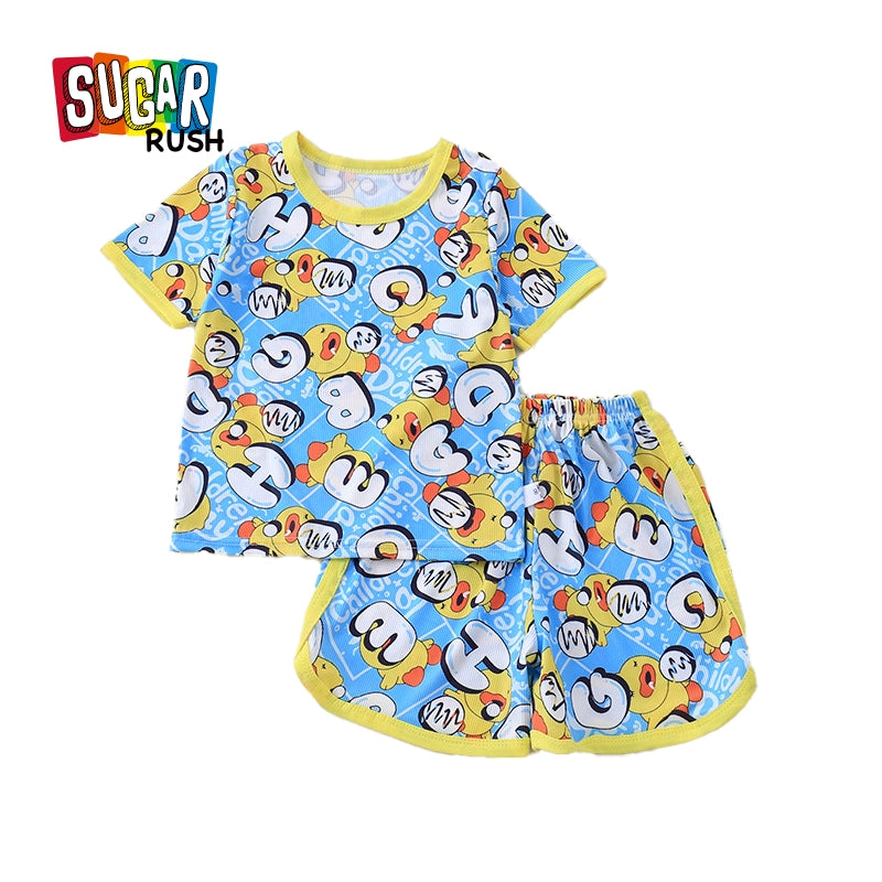 Boys Blue & Yellow Printed Top with Shorts