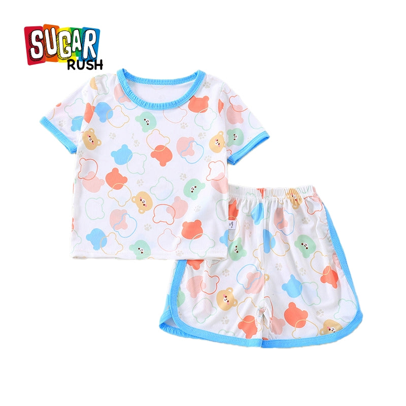 Boys Printed Short Sleeves Round Neck T-shirt with Shorts