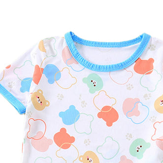 Boys Printed Short Sleeves Round Neck T-shirt with Shorts