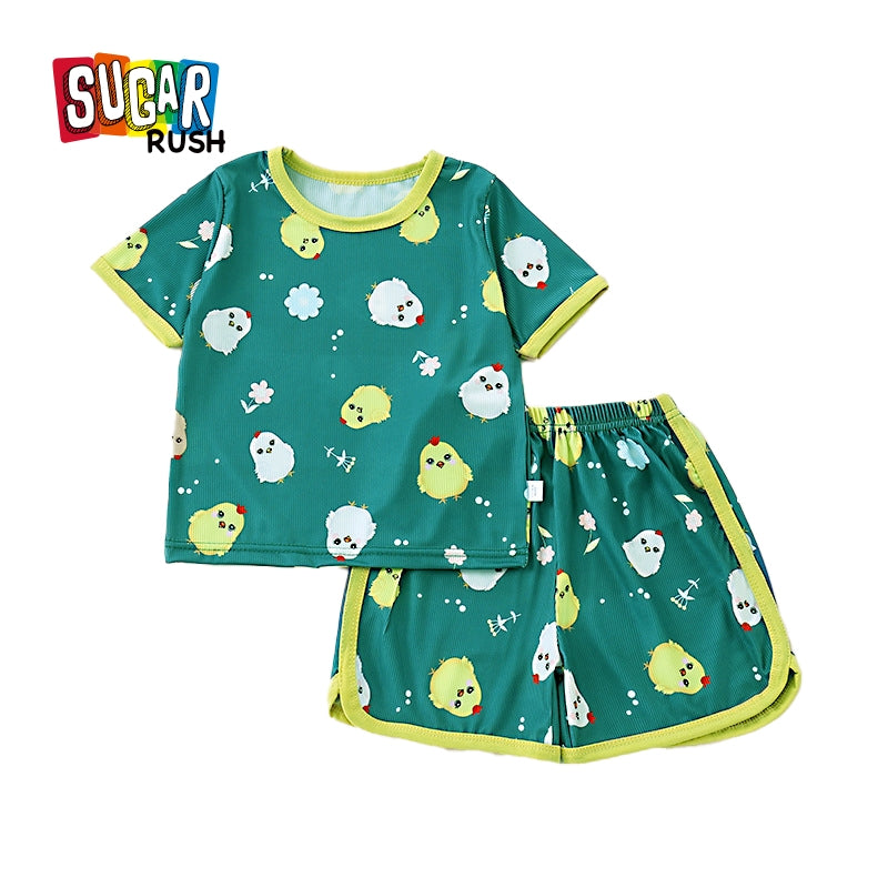 Boys Printed Short Sleeves Round Neck Top with Shorts