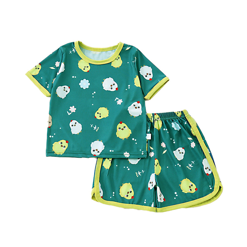 Boys Printed Short Sleeves Round Neck Top with Shorts