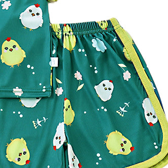 Boys Printed Short Sleeves Round Neck Top with Shorts