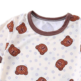 Boys Brown & White Printed Top with Shorts