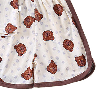 Boys Brown & White Printed Top with Shorts
