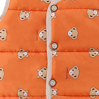 Infant Boys Orange Coloured  Printed V-Neck Waistcoat