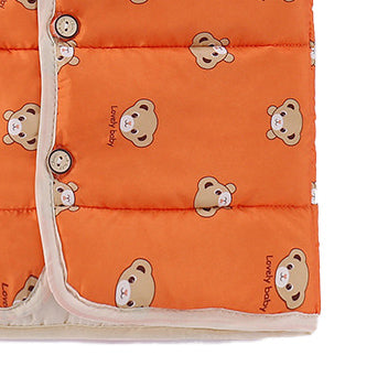 Infant Boys Orange Coloured  Printed V-Neck Waistcoat