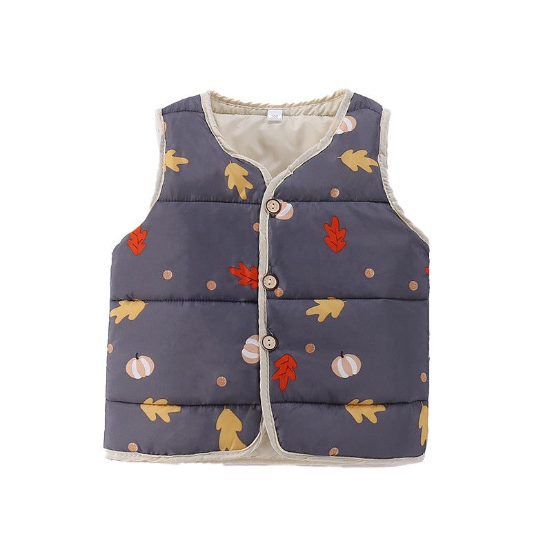 Infant Boys Grey Printed V-Neck Waistcoat