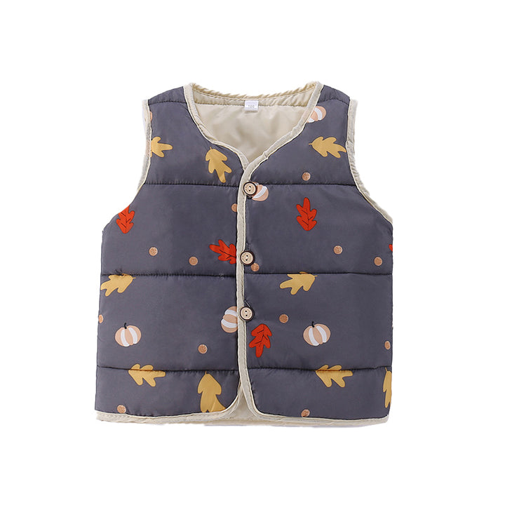 Infant Boys Grey Printed V-Neck Waistcoat
