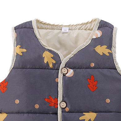 Infant Boys Grey Printed V-Neck Waistcoat