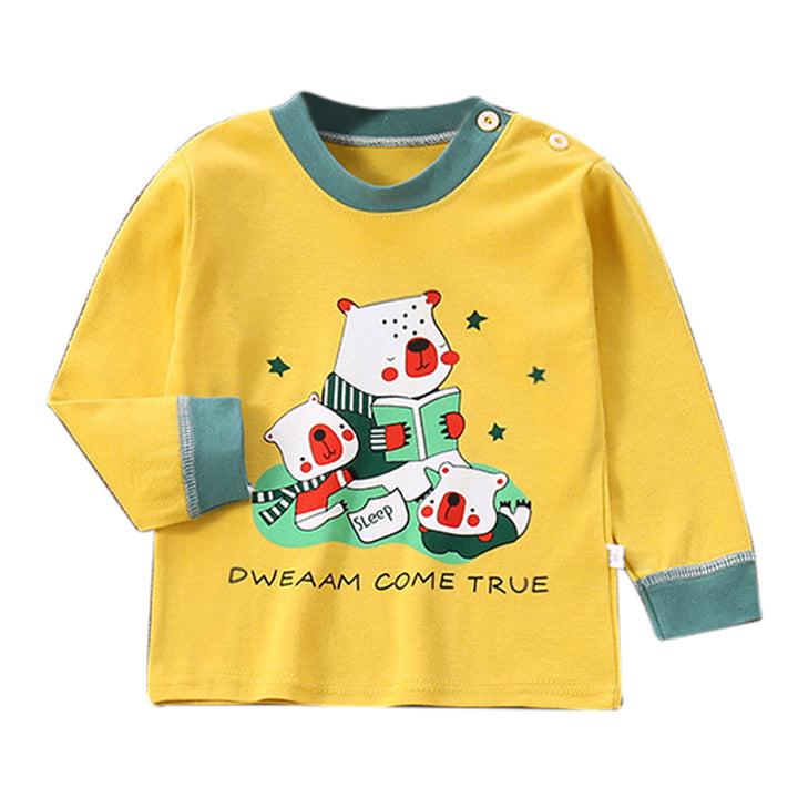 Boys Green & Yellow Printed Night suit