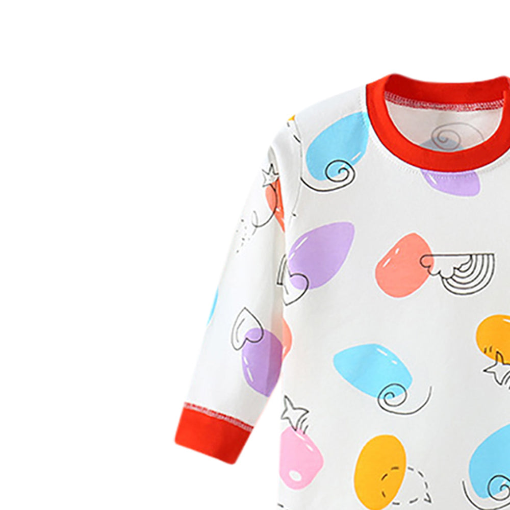 Girls Round Neck Printed T-shirt with Joggers