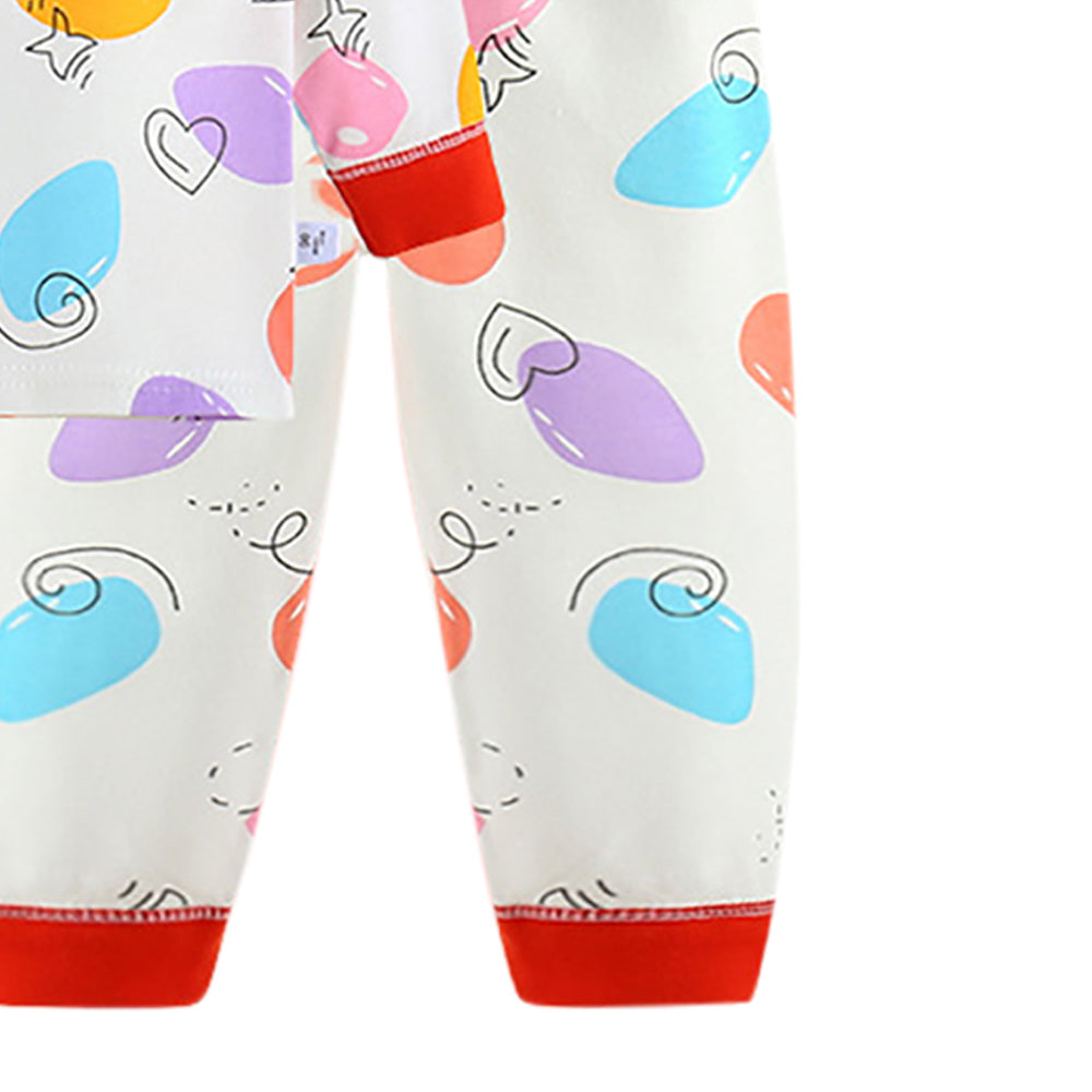 Girls Round Neck Printed T-shirt with Joggers