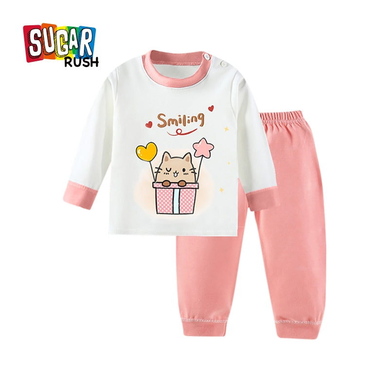 Girls Printed Round Neck Long Sleeves T-Shirt With Jogger